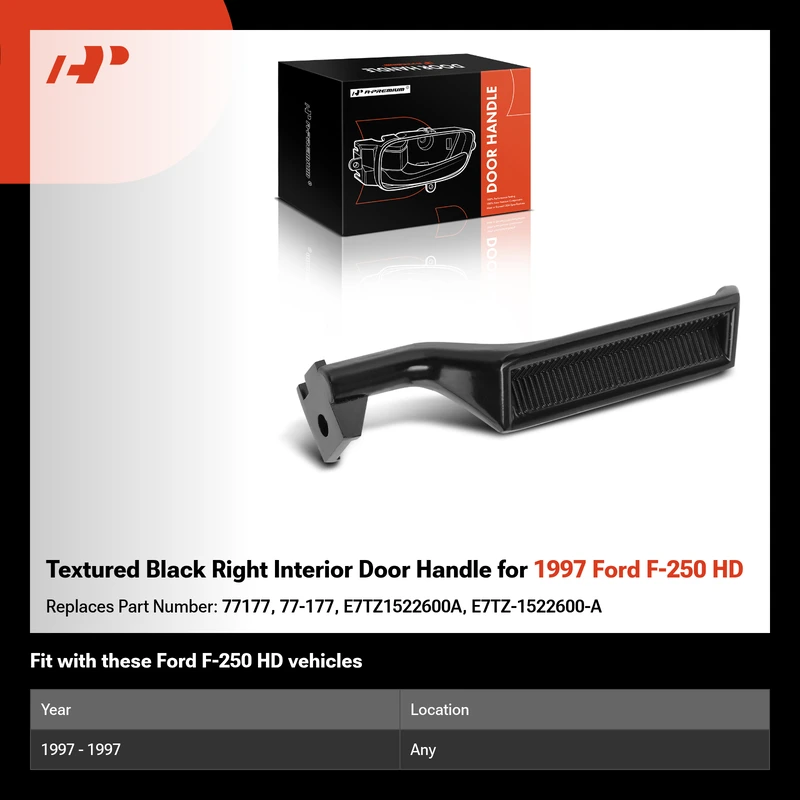 Textured Black Right Interior Door Handle for 1997 Ford F-250 HD