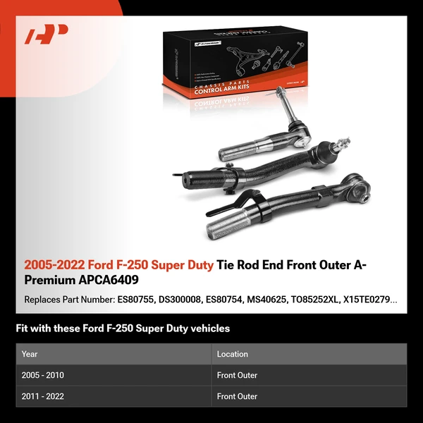 2005-2022 Ford F-250 Super Duty Tie Rod End Front Outer A-Premium APCA6409