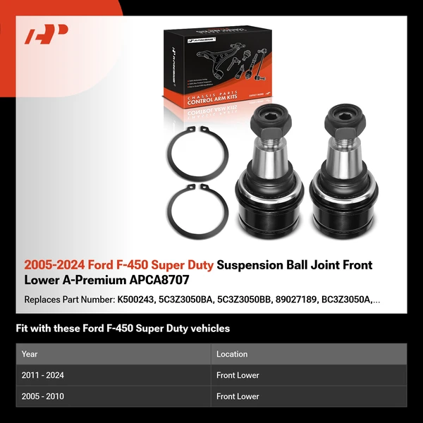 2005-2024 Ford F-450 Super Duty Suspension Ball Joint Front Lower A-Premium APCA8707
