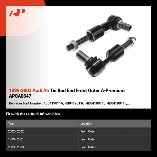 1999-2003 Audi A6 Tie Rod End Front Outer A-Premium APCA0647