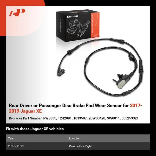 Rear Driver or Passenger Disc Brake Pad Wear Sensor for 2017-2019 Jaguar XE