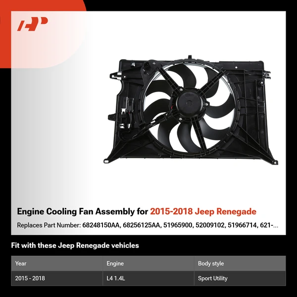 Engine Cooling Fan Assembly for 2015-2018 Jeep Renegade