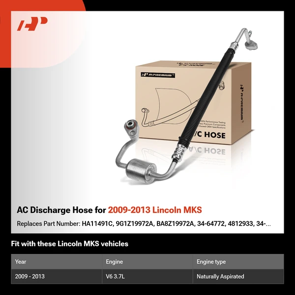 AC Discharge Hose for 2009-2013 Lincoln MKS