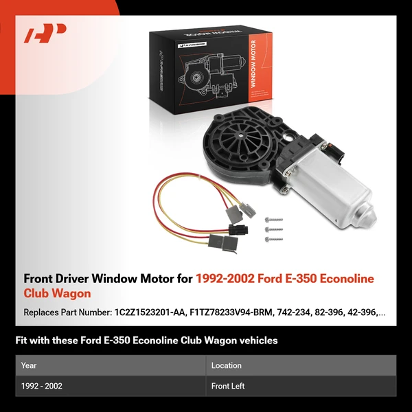 Front Driver Window Motor for 1992-2002 Ford E-350 Econoline Club Wagon