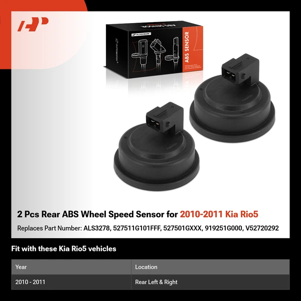 2 Pcs Rear ABS Wheel Speed Sensor for 2010-2011 Kia Rio5