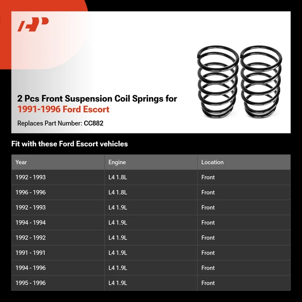 2 Pcs Front Suspension Coil Springs for 1991-1996 Ford Escort