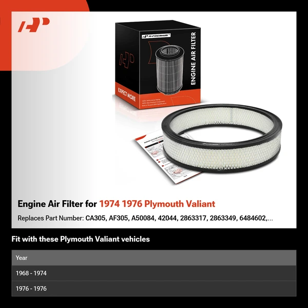 Engine Air Filter for 1974 1976 Plymouth Valiant