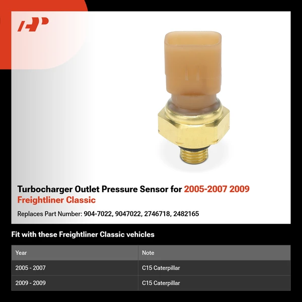Turbocharger Outlet Pressure Sensor for 2005-2007 2009 Freightliner Classic
