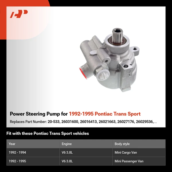 Power Steering Pump for 1992-1995 Pontiac Trans Sport