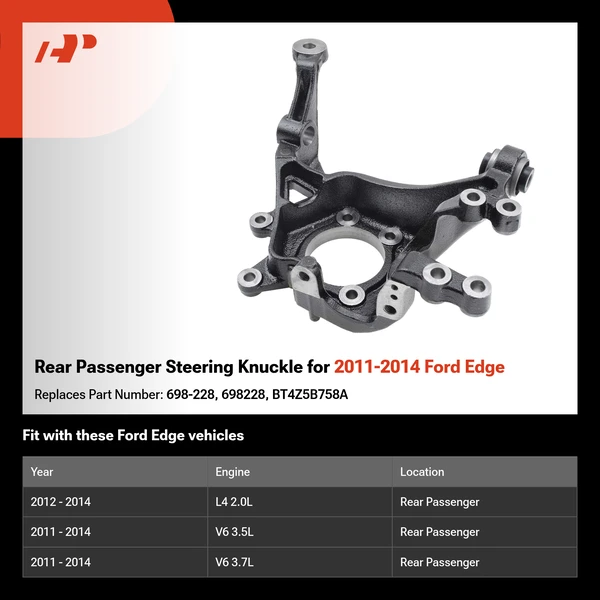 Rear Passenger Steering Knuckle for 2011-2014 Ford Edge