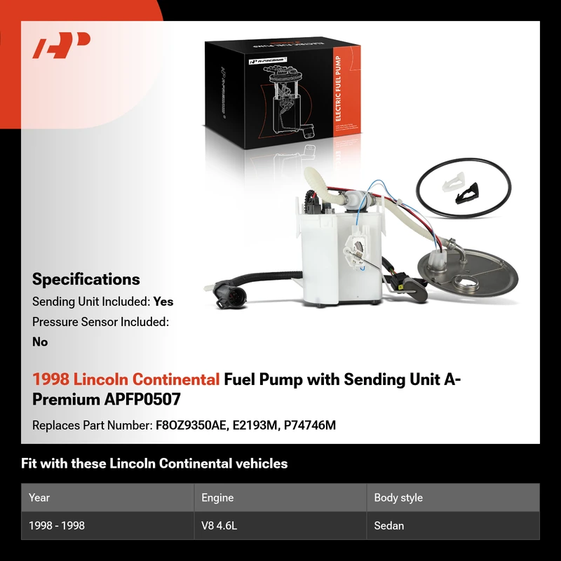 1998 Lincoln Continental Fuel Pump with Sending Unit A-Premium APFP0507