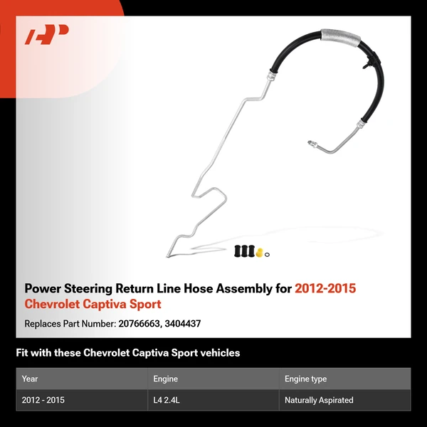 Power Steering Return Line Hose Assembly for 2012-2015 Chevrolet Captiva Sport