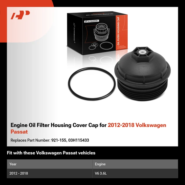 Engine Oil Filter Housing Cover Cap for 2012-2018 Volkswagen Passat