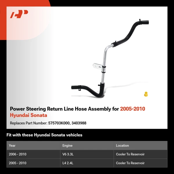 Power Steering Return Line Hose Assembly for 2005-2010 Hyundai Sonata