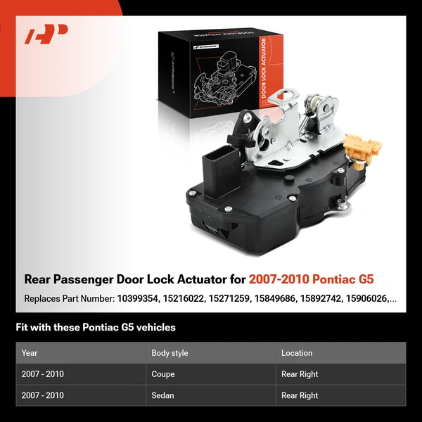 Rear Passenger Door Lock Actuator for 2007-2010 Pontiac G5