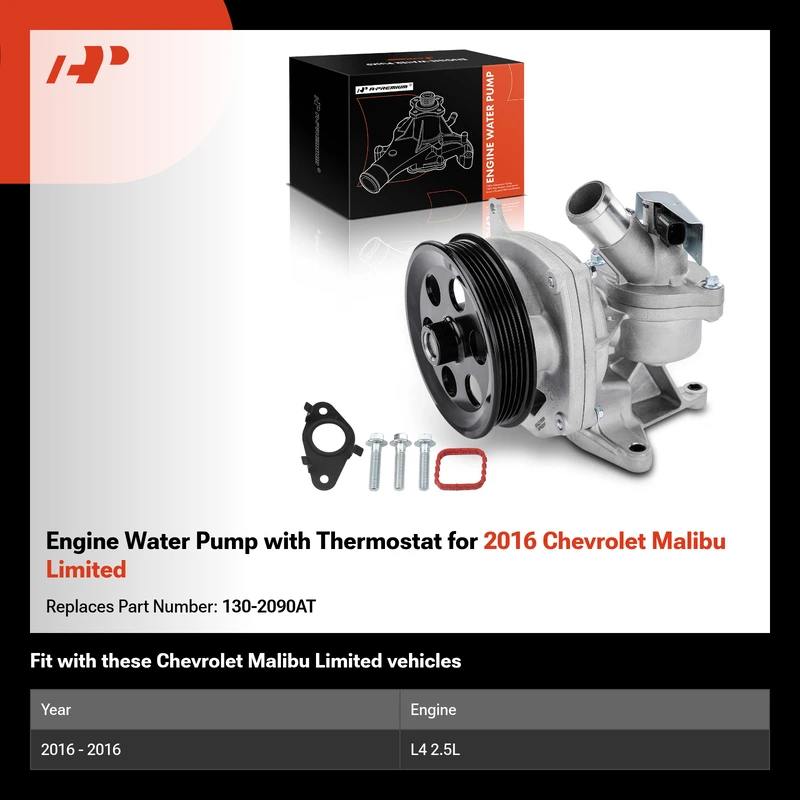 Engine Water Pump with Thermostat for 2016 Chevrolet Malibu Limited