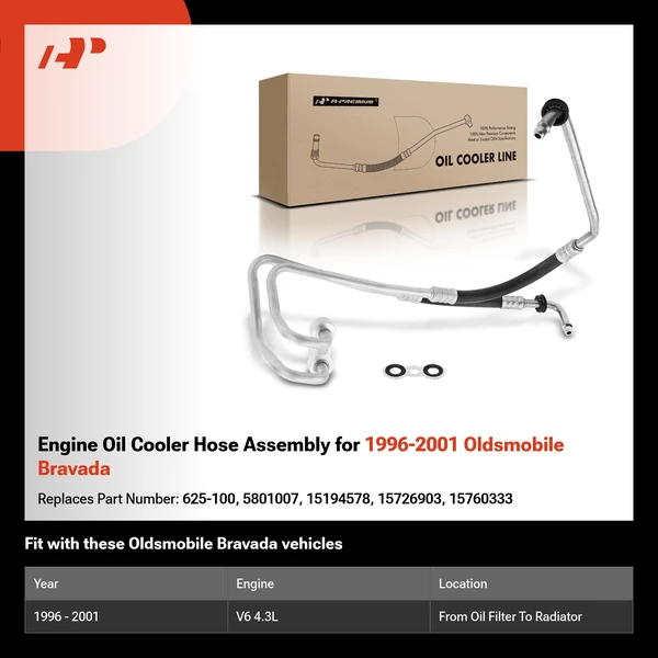 Engine Oil Cooler Hose Assembly for 1996-2001 Oldsmobile Bravada