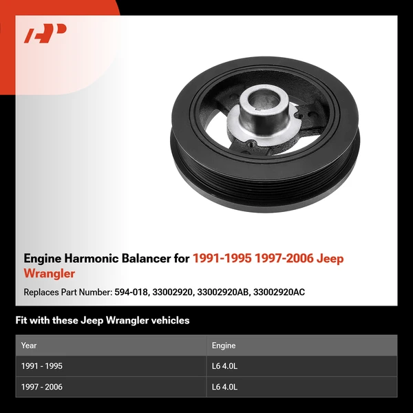 Engine Harmonic Balancer for 1991-1995 1997-2006 Jeep Wrangler