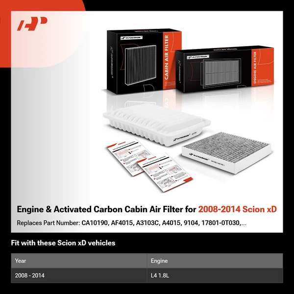 Engine & Activated Carbon Cabin Air Filter for 2008-2014 Scion xD