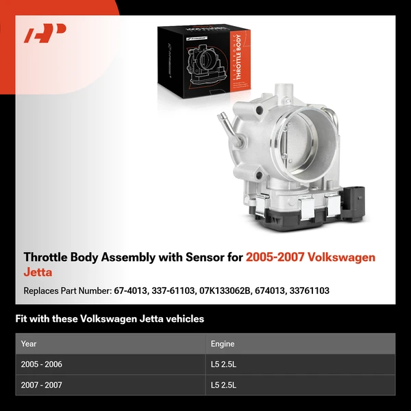 Throttle Body Assembly with Sensor for 2005-2007 Volkswagen Jetta