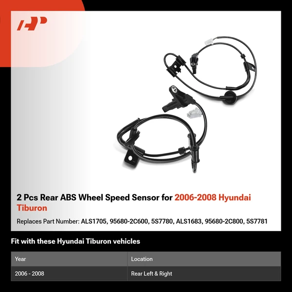 2 Pcs Rear ABS Wheel Speed Sensor for 2006-2008 Hyundai Tiburon