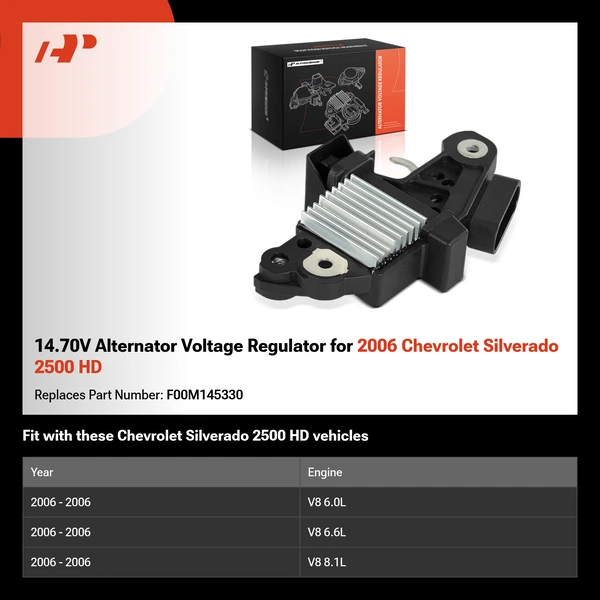 14.70V Alternator Voltage Regulator for 2006 Chevrolet Silverado 2500 HD