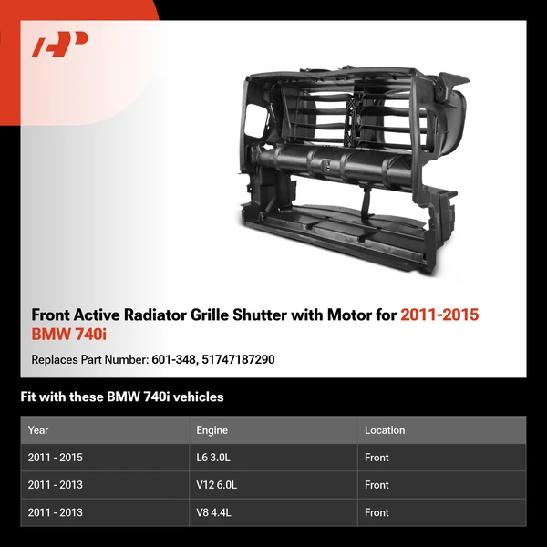 Front Active Radiator Grille Shutter with Motor for 2011-2015 BMW 740i