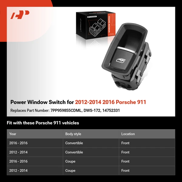 Power Window Switch for 2012-2014 2016 Porsche 911