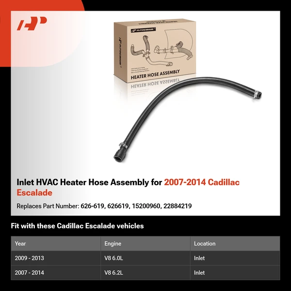 Inlet HVAC Heater Hose Assembly for 2007-2014 Cadillac Escalade