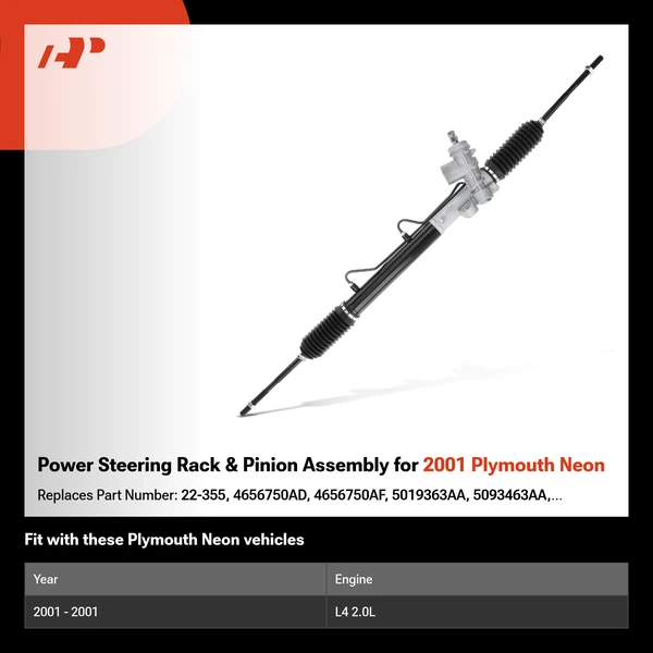 Power Steering Rack & Pinion Assembly for 2001 Plymouth Neon