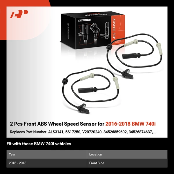 2 Pcs Front ABS Wheel Speed Sensor for 2016-2018 BMW 740i