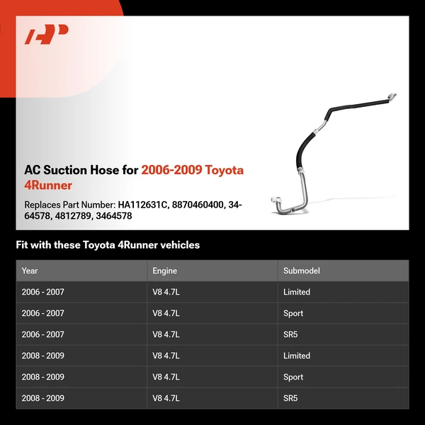 AC Suction Hose for 2006-2009 Toyota 4Runner
