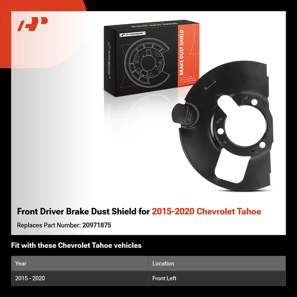 Front Driver Brake Dust Shield for 2015-2020 Chevrolet Tahoe