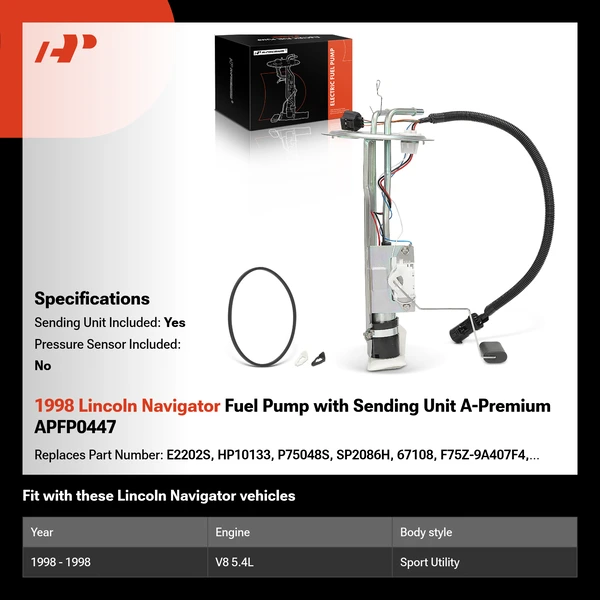 1998 Lincoln Navigator Fuel Pump with Sending Unit A-Premium APFP0447