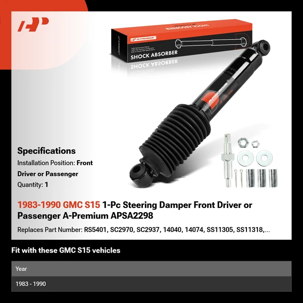 1983-1990 GMC S15 1-Pc Steering Damper Front Driver or Passenger A-Premium APSA2298