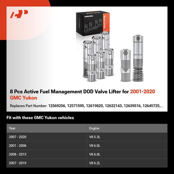 8 Pcs Active Fuel Management DOD Valve Lifter for 2001-2020 GMC Yukon