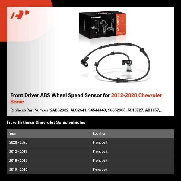 Front Driver ABS Wheel Speed Sensor for 2012-2020 Chevrolet Sonic
