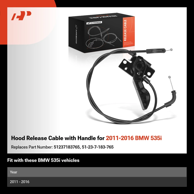 Hood Release Cable with Handle for 2011-2016 BMW 535i