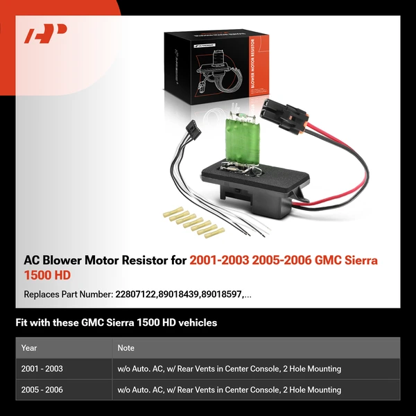 AC Blower Motor Resistor for 2001-2003 2005-2006 GMC Sierra 1500 HD