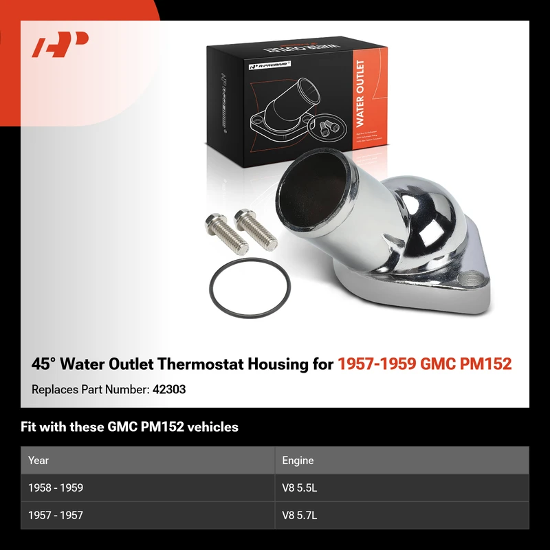45° Water Outlet Thermostat Housing for 1957-1959 GMC PM152