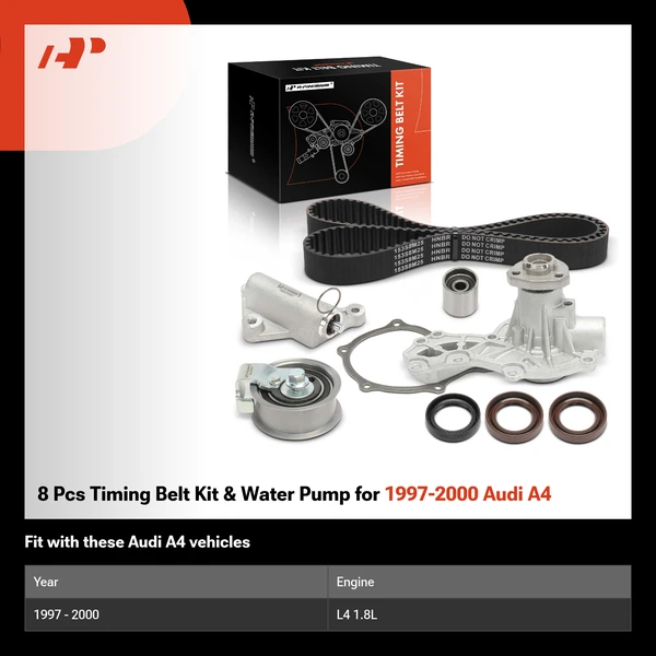 8 Pcs Timing Belt Kit & Water Pump for 1997-2000 Audi A4