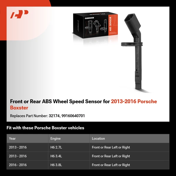 Front or Rear ABS Wheel Speed Sensor for 2013-2016 Porsche Boxster