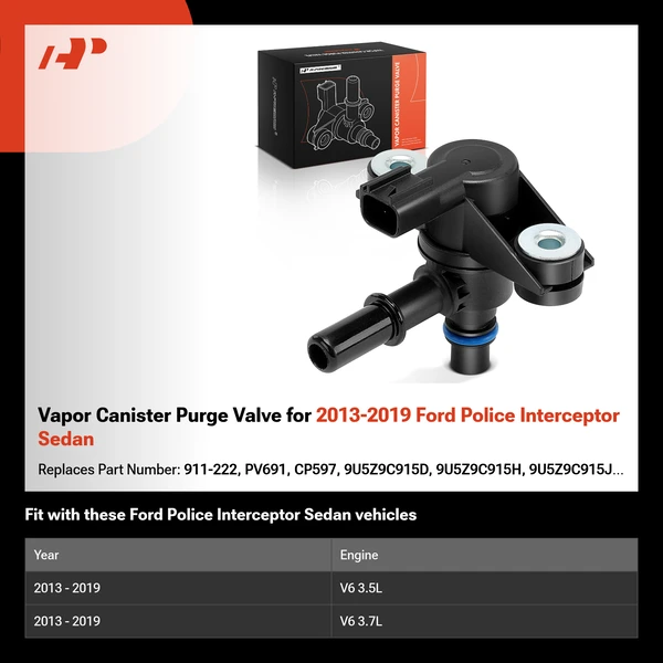 Vapor Canister Purge Valve for 2013-2019 Ford Police Interceptor Sedan