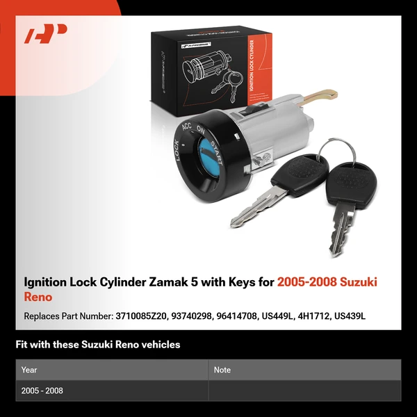 Ignition Lock Cylinder Zamak 5 with Keys for 2005-2008 Suzuki Reno