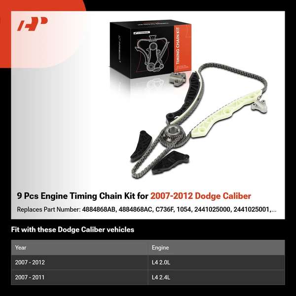 9 Pcs Engine Timing Chain Kit for 2007-2012 Dodge Caliber