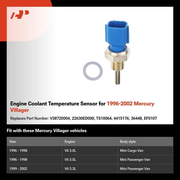 Engine Coolant Temperature Sensor for 1996-2002 Mercury Villager