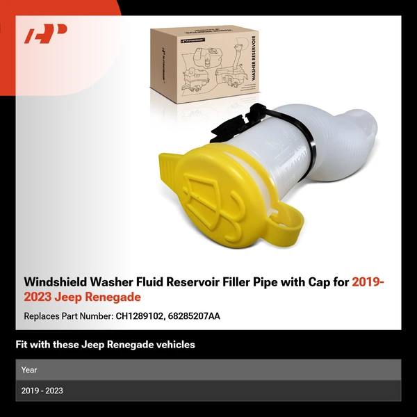 Windshield Washer Fluid Reservoir Filler Pipe with Cap for 2019-2023 Jeep Renegade