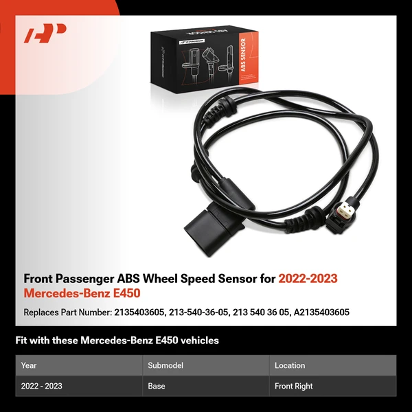 Front Passenger ABS Wheel Speed Sensor for 2022-2023 Mercedes-Benz E450