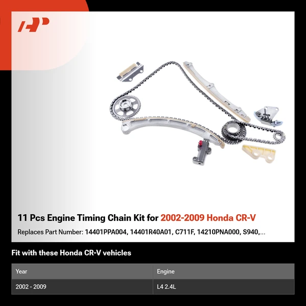 11 Pcs Engine Timing Chain Kit for 2002-2009 Honda CR-V
