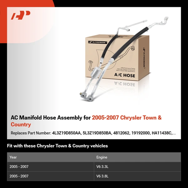 AC Manifold Hose Assembly for 2005-2007 Chrysler Town & Country